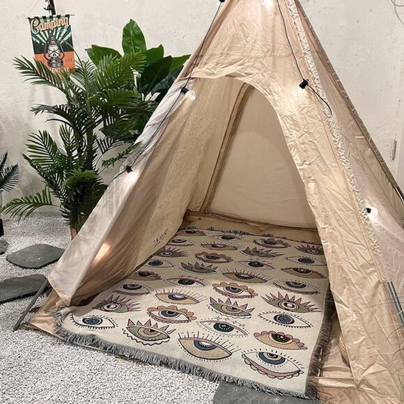 All Eyes On Me Boho Woven Jacquard Throw Blanket Tapestry Bohemian Decor 50×60IN - Picture 7 of 7